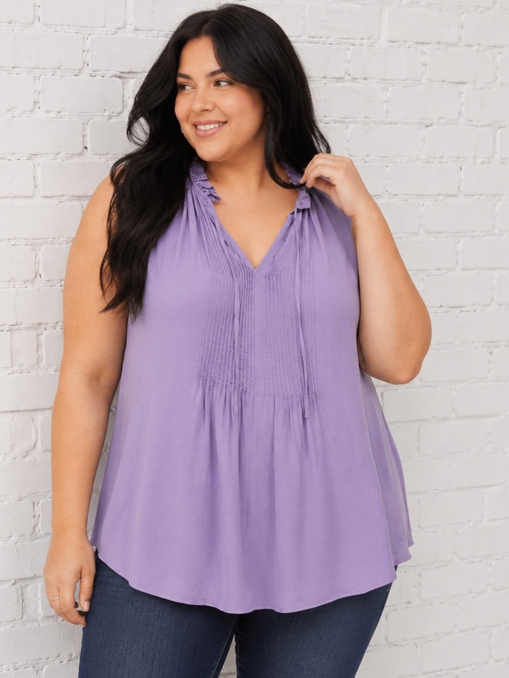 Torrid Pleat Front Ruffle Tank
